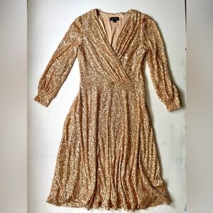 Tahari by Arthur S. Levine Size 6 Rose Gold Sequin Dress
